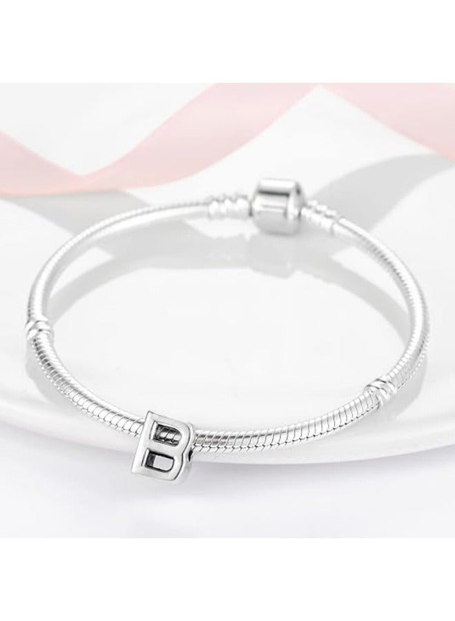 NIBEMINENT Initial Charms Fits Pandora Bracelet S925 Sterling Silver Letter Charms for Bracelets Alphabet A-Z Letters Bead Bracelet for Women Birthday Ceremony Charm Bracelets Necklace Pendent Anklet DIY Jewelry  - Image 3