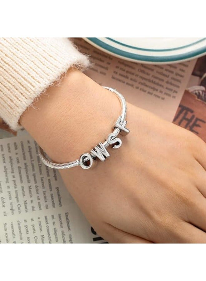 NIBEMINENT Initial Charms Fits Pandora Bracelet S925 Sterling Silver Letter Charms for Bracelets Alphabet A-Z Letters Bead Bracelet for Women Birthday Ceremony Charm Bracelets Necklace Pendent Anklet DIY Jewelry  - Image 4