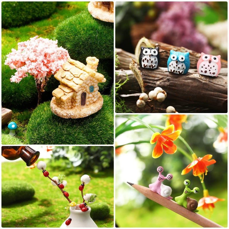 Skylety 64 Pieces Fairy Garden Accessories Mini Animals Ornament Kit Animal Figurines Miniature Micro Landscape Accessories for Dollhouse Decoration Plant House DIY Craft Decor - Image 4