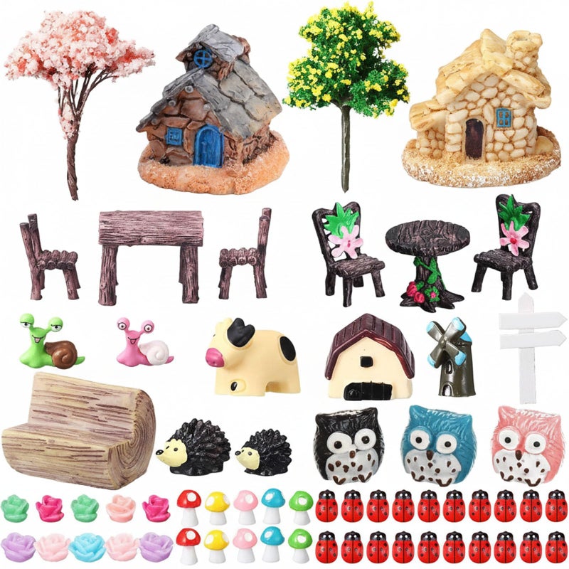 Skylety 64 Pieces Fairy Garden Accessories Mini Animals Ornament Kit Animal Figurines Miniature Micro Landscape Accessories for Dollhouse Decoration Plant House DIY Craft Decor - Image 2