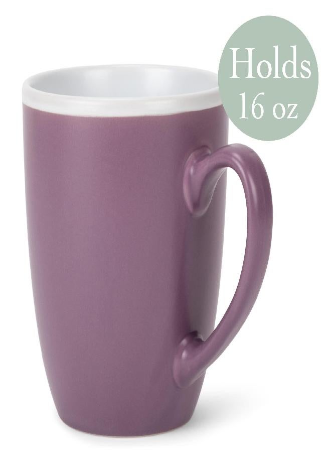 Elanze Designs Solid Color Purple White Interior 16 ounce Matte Ceramic Mugs Matching Set of 4 - Image 3