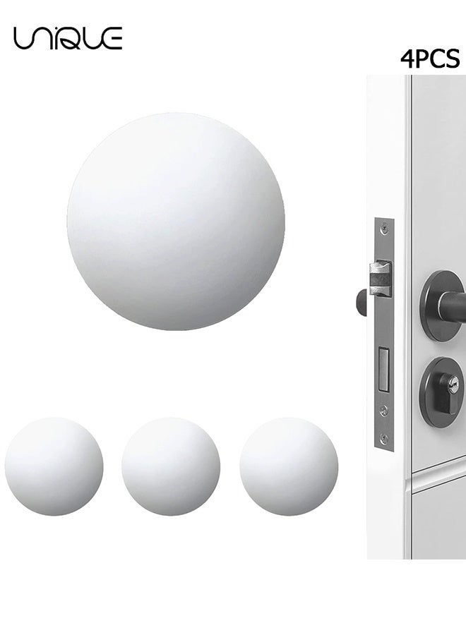 Unique 4 PCS Door Stoppers Wall Protector - Silicone Door Knob Guard Wall Shield - Door Handle Bumper Self Adhesive Silencer Soft Rubber Crash Pad for Home Office - White - Image 1