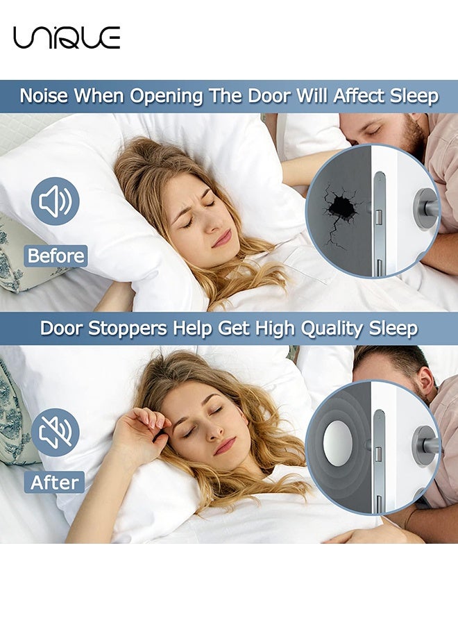 Unique 4 PCS Door Stoppers Wall Protector - Silicone Door Knob Guard Wall Shield - Door Handle Bumper Self Adhesive Silencer Soft Rubber Crash Pad for Home Office - White - Image 4