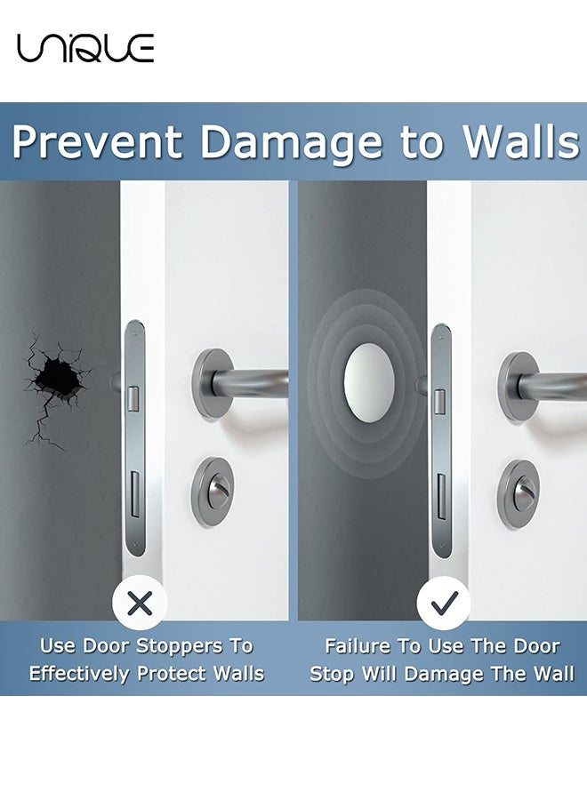 Unique 4 PCS Door Stoppers Wall Protector - Silicone Door Knob Guard Wall Shield - Door Handle Bumper Self Adhesive Silencer Soft Rubber Crash Pad for Home Office - White - Image 3
