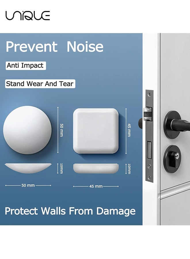 Unique 4 PCS Door Stoppers Wall Protector - Silicone Door Knob Guard Wall Shield - Door Handle Bumper Self Adhesive Silencer Soft Rubber Crash Pad for Home Office - White - Image 2