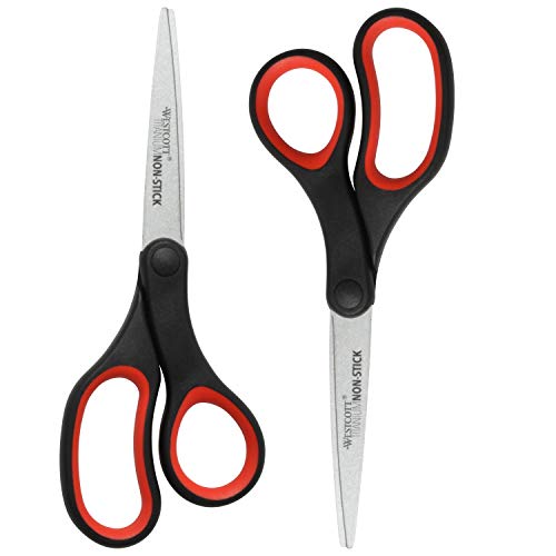 Westcott 8 TitaniumBonded NonStick Scissors 2Pack Black and Red - Image 1