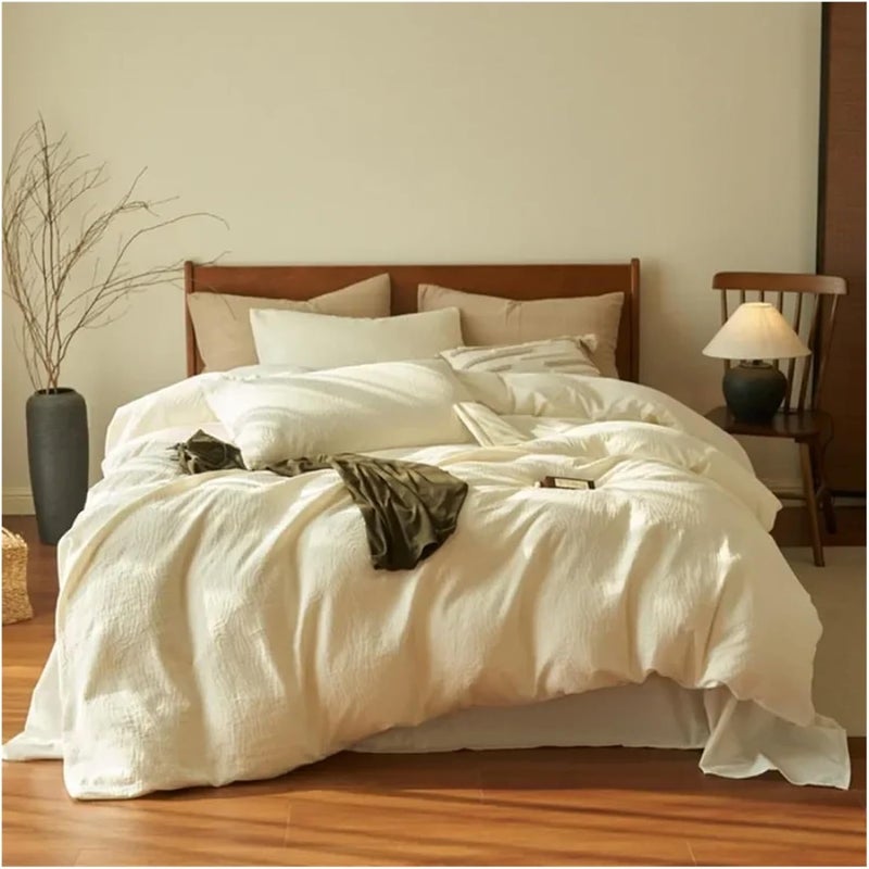 Bedding Pure Cotton Three-Layer Yarn Bed Four-piece Set 100 Bedding Cover Sheet Three-piece Hat for All Seasons(Color 3,1.2m Sheet 3pcs) - Image 1