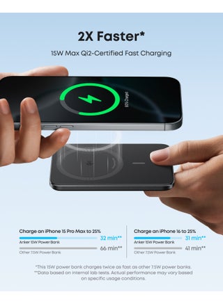 Nano Power Bank, Ultra-Slim 5,000mAh Magnetic Battery Pack, Qi2 Certified 15W Max Ultra-Fast MagSafe-Compatible Portable Charger, Ergonomic Design, For iPhone 17/16/15/14/13 Only - view 4