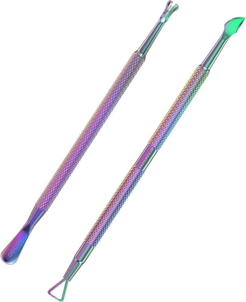 Varied global sizing picks Cuticle Pusher Nail Polish Remover Stainless Steel Manicure Tool Set Gel Nail Polish Peeler Scraper Nail Care Stick Pedicure Kit for Fingernail and Toenail, P1, Color Gradient… Practical build - Image 1
