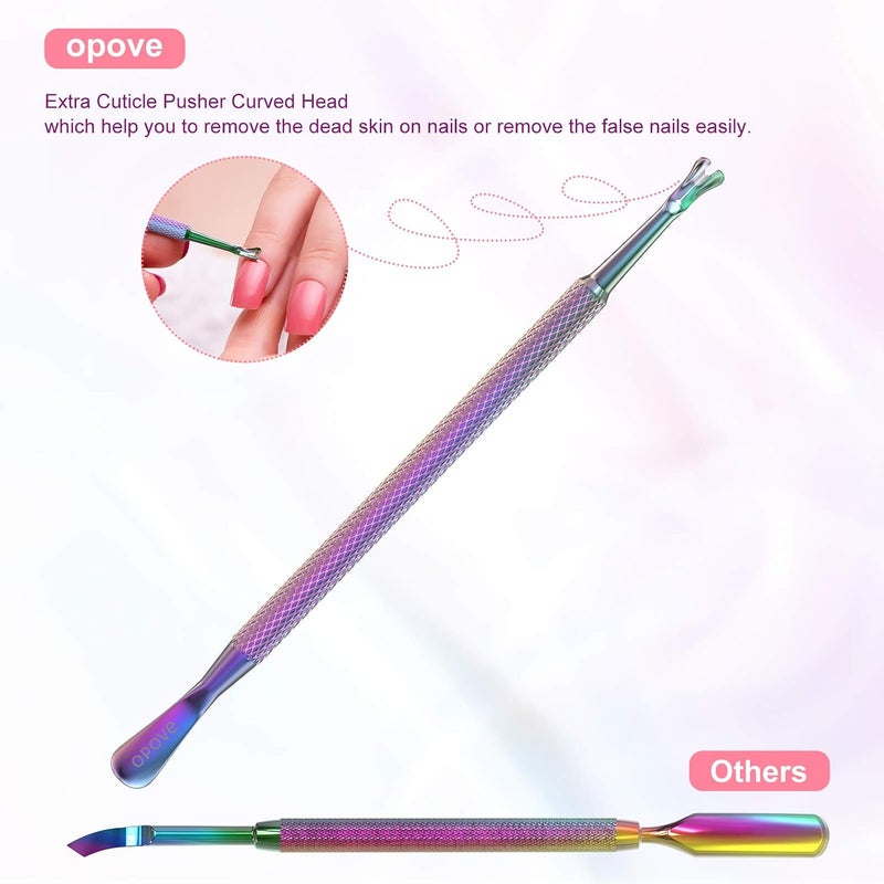 Varied global sizing picks Cuticle Pusher Nail Polish Remover Stainless Steel Manicure Tool Set Gel Nail Polish Peeler Scraper Nail Care Stick Pedicure Kit for Fingernail and Toenail, P1, Color Gradient… Practical build - Image 4