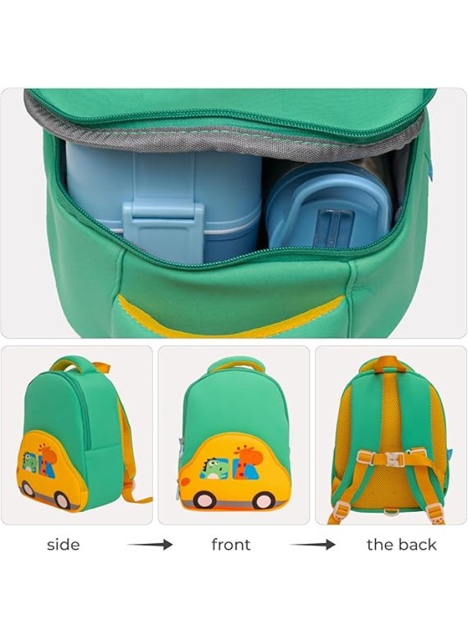 Moon Kids Preschool Backpack Ages 3–6, Cute 3D Green Car Design, Lightweight and Water-Resistant, Soft Padded Shoulder Straps, Ideal for School, Lunch, Daycare, Travel, and Daily Use - Image 2
