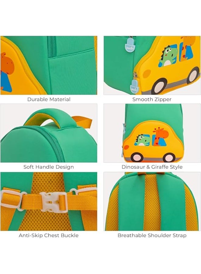 Moon Kids Preschool Backpack Ages 3–6, Cute 3D Green Car Design, Lightweight and Water-Resistant, Soft Padded Shoulder Straps, Ideal for School, Lunch, Daycare, Travel, and Daily Use - Image 3