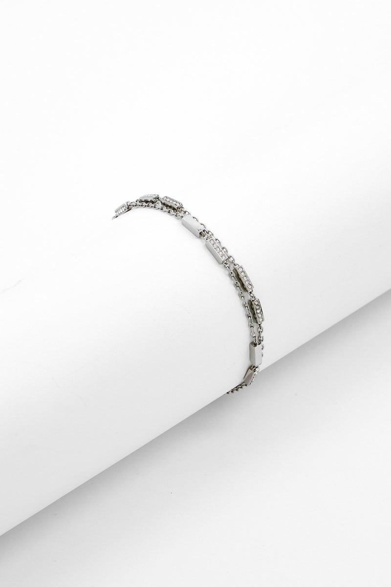 BOSS Women Laria Stainless Steel Logo Two-Row Bracelet, Silver  - Image 1