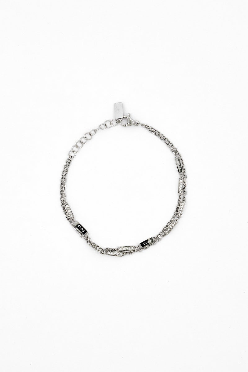 BOSS Women Laria Stainless Steel Logo Two-Row Bracelet, Silver  - Image 4