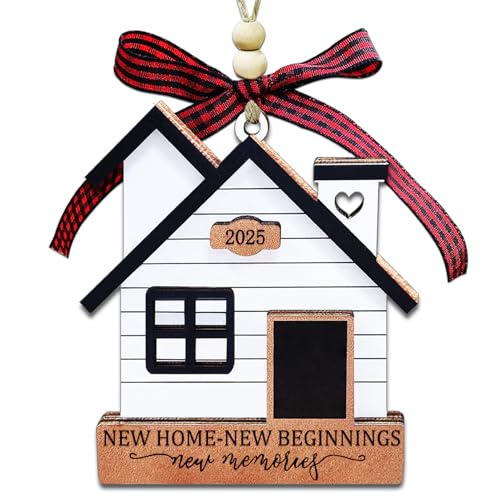 JUNQIU US New Home Ornament 2025- Housewarming Gifts New Home, New House New Beginning, House Warming Gift for Women, Couple, homeowners, New Home Gift Ideas - First Home Christmas Ornament 2025 - Image 1