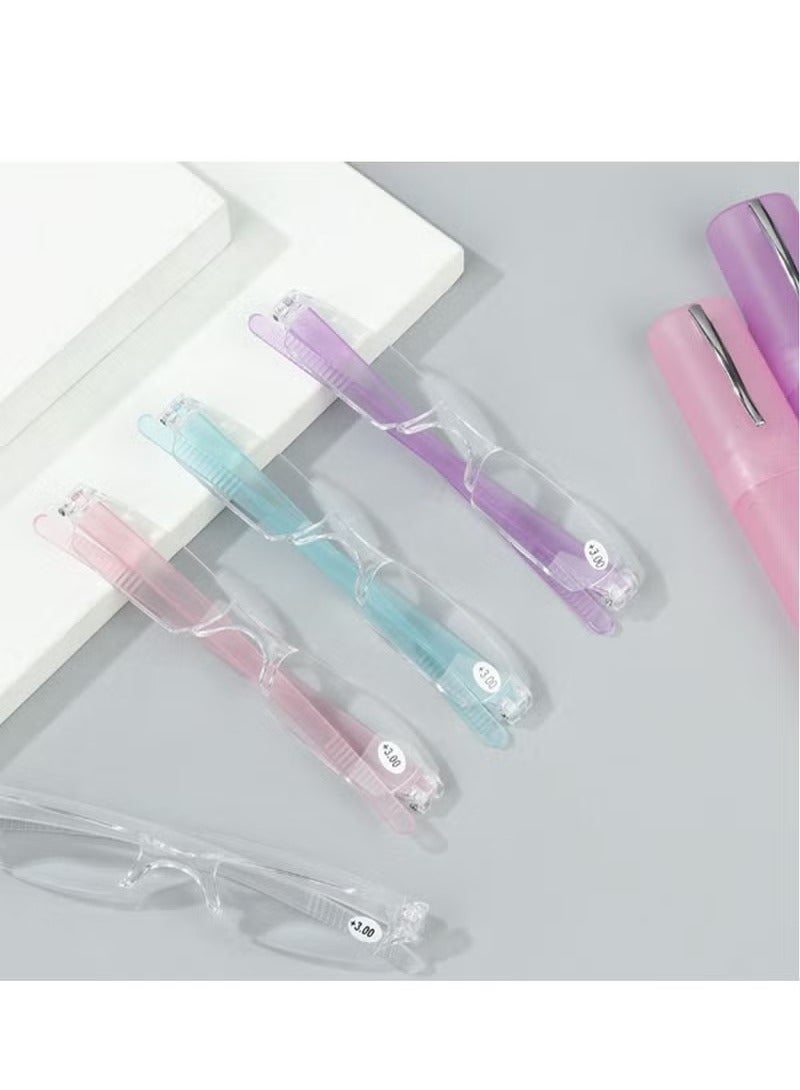 Generic Reading glasses, women, men, spring hinge, metal, slim, small. mini. light. reading aid. sight aid. clear. work. glasses. strength. with case.（pink）  - Image 3