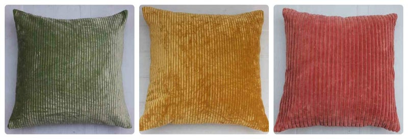 Dekor World Cotton Velvet Self Stripe Mustared Cushion Cover (Pack of 2) 24x24 inch for Living Room and Bedroom - Image 2