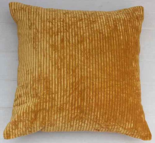 Dekor World Cotton Velvet Self Stripe Mustared Cushion Cover (Pack of 2) 24x24 inch for Living Room and Bedroom - Image 4