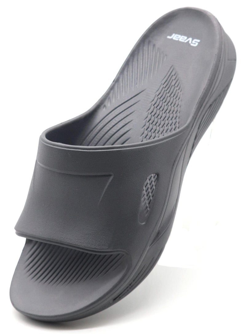 SVAAR Everywear Sliders for Men |Comfortable Indoor Outdoor Slider Slip-On Slippers for Men and Boys, Grey, 10 UK - Image 1