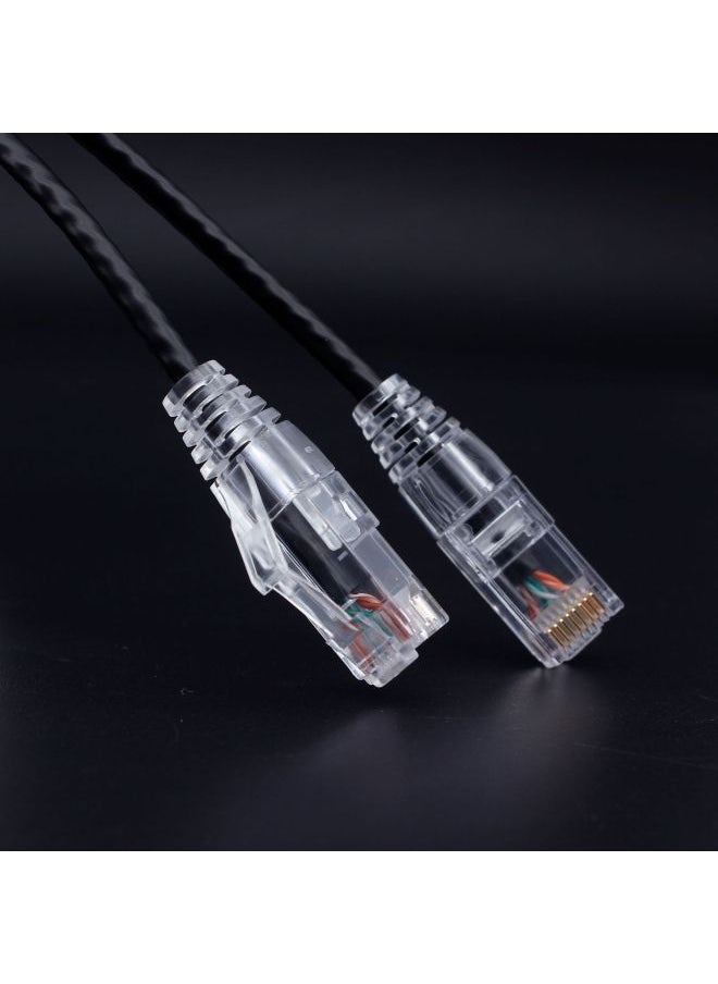 Generic Cat6a Ultra-six Gigabit Network Cable Utp Thin Cable 1/3/5 M High-speed Computer Broadband Indoor Network Jumper-Color:Super Six 10 Gigabit [round Line-Black] High Speed Without Freezing-Line Length:5 M  - Image 1