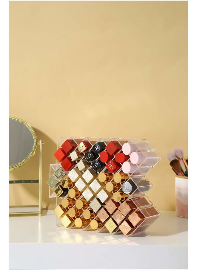 Lipstick Holder Organizer 16 Spaces Acrylic Stackable Fish Shape Lipstick Tower, Lip Gloss Storage Stand, Perfect for Lipgloss Organizers Makeup Vanity Display, Clear (1 Pack)