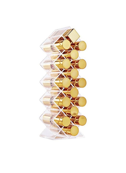 Lipstick Holder Organizer 16 Spaces Acrylic Stackable Fish Shape Lipstick Tower, Lip Gloss Storage Stand, Perfect for Lipgloss Organizers Makeup Vanity Display, Clear (1 Pack)