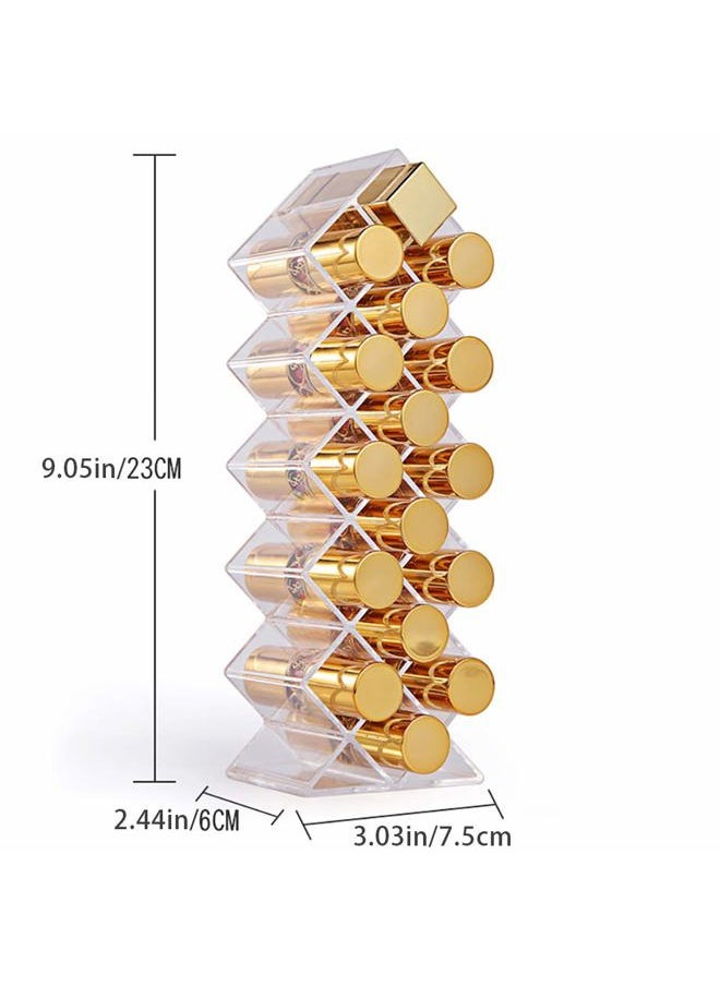 Lipstick Holder Organizer 16 Spaces Acrylic Stackable Fish Shape Lipstick Tower, Lip Gloss Storage Stand, Perfect for Lipgloss Organizers Makeup Vanity Display, Clear (1 Pack)