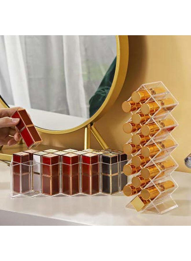 Lipstick Holder Organizer 16 Spaces Acrylic Stackable Fish Shape Lipstick Tower, Lip Gloss Storage Stand, Perfect for Lipgloss Organizers Makeup Vanity Display, Clear (1 Pack)