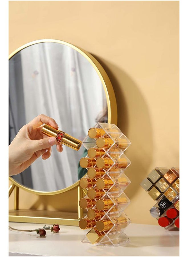 Lipstick Holder Organizer 16 Spaces Acrylic Stackable Fish Shape Lipstick Tower, Lip Gloss Storage Stand, Perfect for Lipgloss Organizers Makeup Vanity Display, Clear (1 Pack)