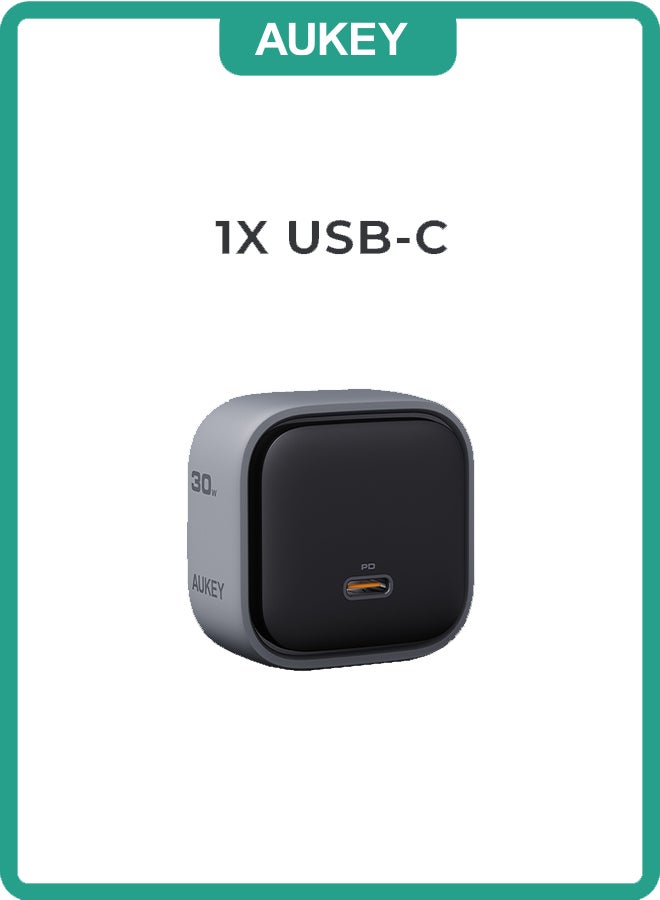 Aukey PA-C1 Comet Super Compact 30W PD GaN Wall Charger with PPS Gray - Image 3