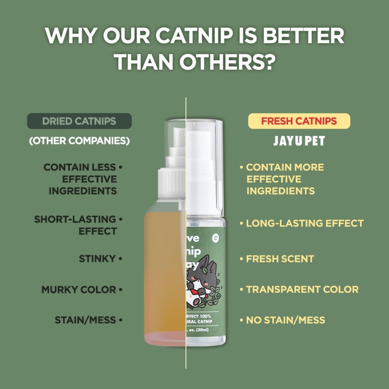 JAYU PET Active Catnip Spray - High Potency Transparent Liquid Spray made of Fresh Organic Catnip for Indoor Cats and Kittens, Relieves Stress, Calming, Revives Toys (1fl oz) (Catnip Spray, 1fl oz) - Image 3