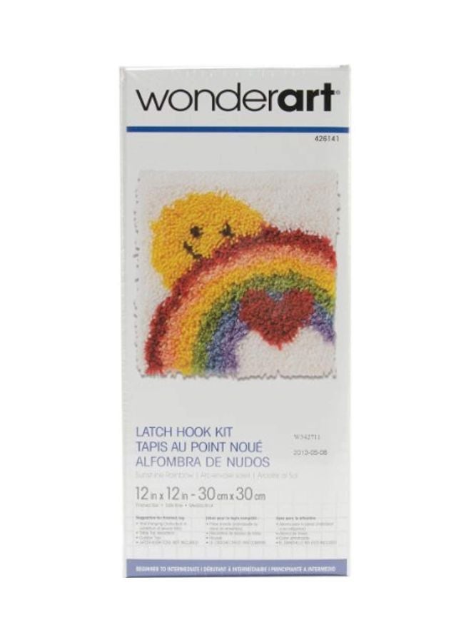 NIBEMINENT Sunshine Rainbow Latch Hook Kit White/Yellow/Red 12x12inch - Image 1