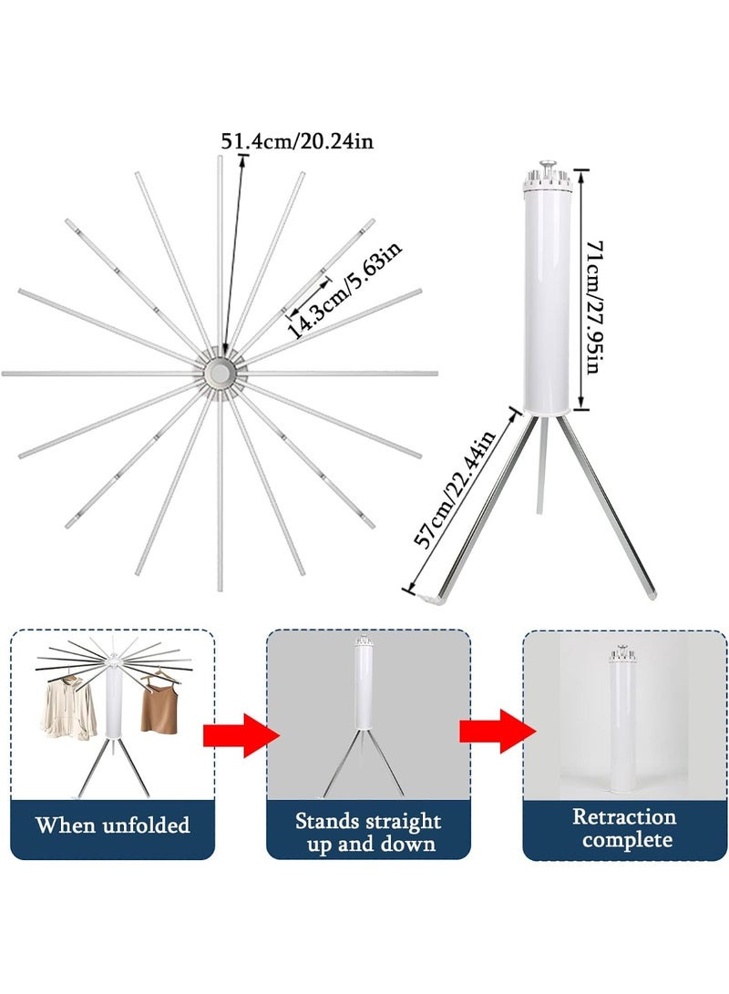 Arabest Tripod Clothes Drying Rack Heavy Duty Folding Indoor Portable, Tripod Laundry Drying Rack Clothing, Coat Rack Stand Foldable Outdoor 16 Drying Rod 120cm Capacity 50kg/110lb - Image 2