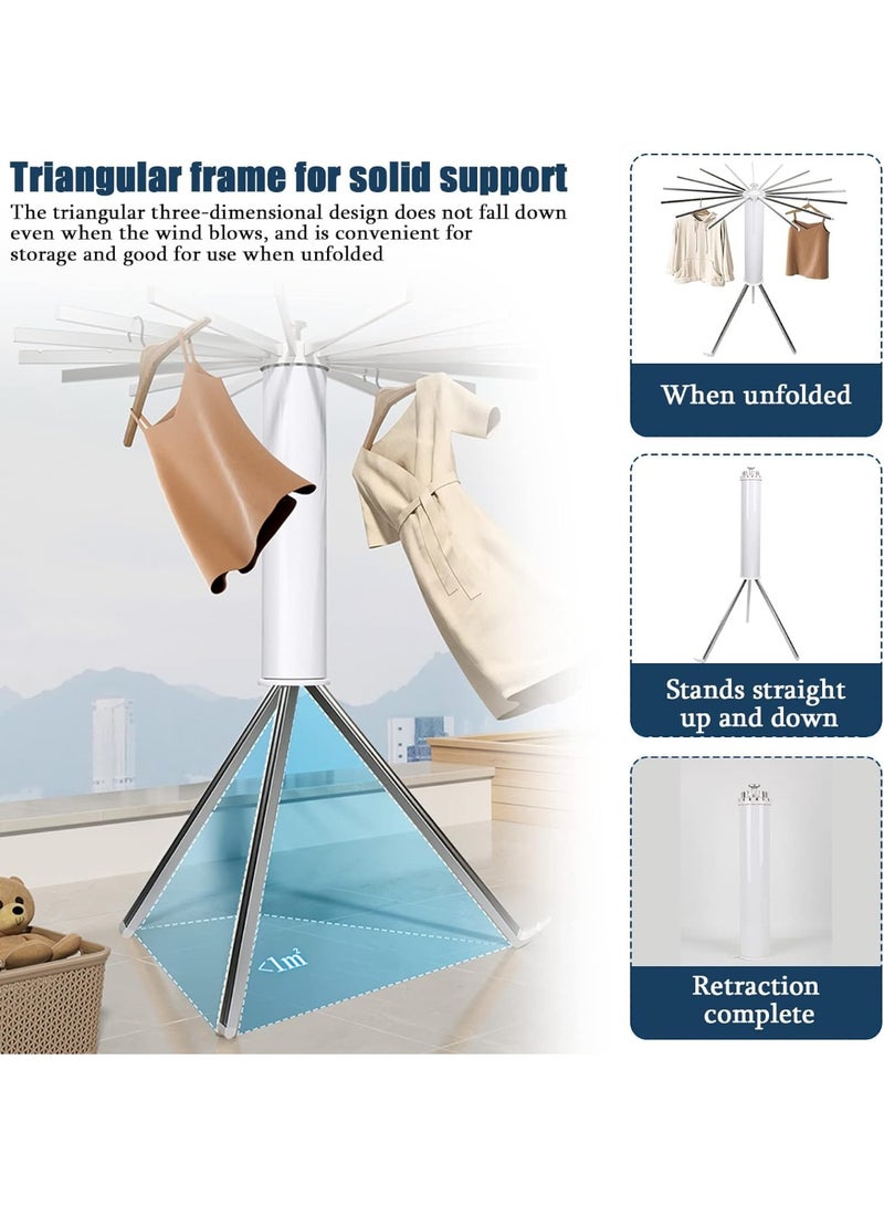 Arabest Tripod Clothes Drying Rack Heavy Duty Folding Indoor Portable, Tripod Laundry Drying Rack Clothing, Coat Rack Stand Foldable Outdoor 16 Drying Rod 120cm Capacity 50kg/110lb - Image 4