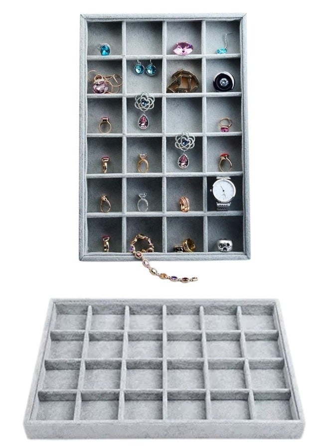 24 Slot Velvet Top Jewelry Organizer for Rings, Earrings, Accessories Storage - Image 1