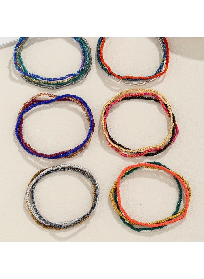 Goolsky [20pcs Handmade Glass Beads Bracelet] 20pcs Mini Glass Beads Beaded Bracelet Set Handmade Elastic Hand Chain - Image 4