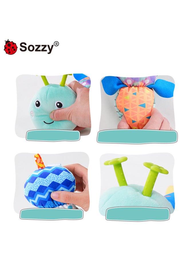 xozgdovg Sozzy Newborn Baby Soothing Music Caterpillar Hug Puppet High Size Baby Toy 0-1 Year Old Puzzle-Color:Pattern Teether Green Caterpillar - Image 3