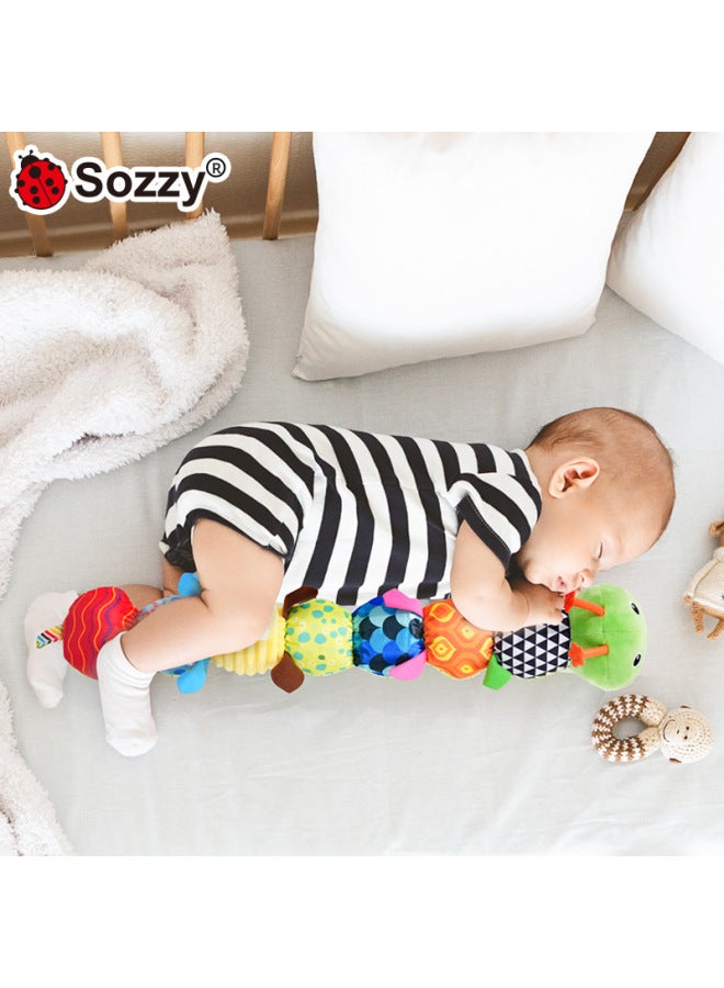 xozgdovg Sozzy Newborn Baby Soothing Music Caterpillar Hug Puppet High Size Baby Toy 0-1 Year Old Puzzle-Color:Pattern Teether Green Caterpillar - Image 2
