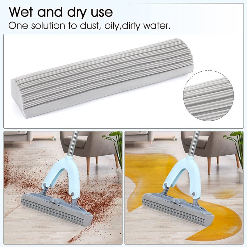 Suicune Sponge Mop Absorbent Sponge Mop Stainless Steel Telescopic Handle for Home Floor Kitchen Living Room Bathroom Cleaning Tools - Image 3
