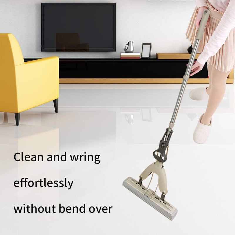 Suicune Sponge Mop Absorbent Sponge Mop Stainless Steel Telescopic Handle for Home Floor Kitchen Living Room Bathroom Cleaning Tools - Image 4