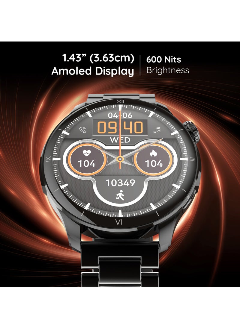Pebble Cosmos Vault 1.43" Bright HD Display Smartwatch, Bluetooth Calling, Blood Oxygen, Heart Rate Monitoring, Multi Sports Mode, Step Pedometer, Multiple Watch Faces, Ai Voice Assistant, Obsidian Black  - Image 2