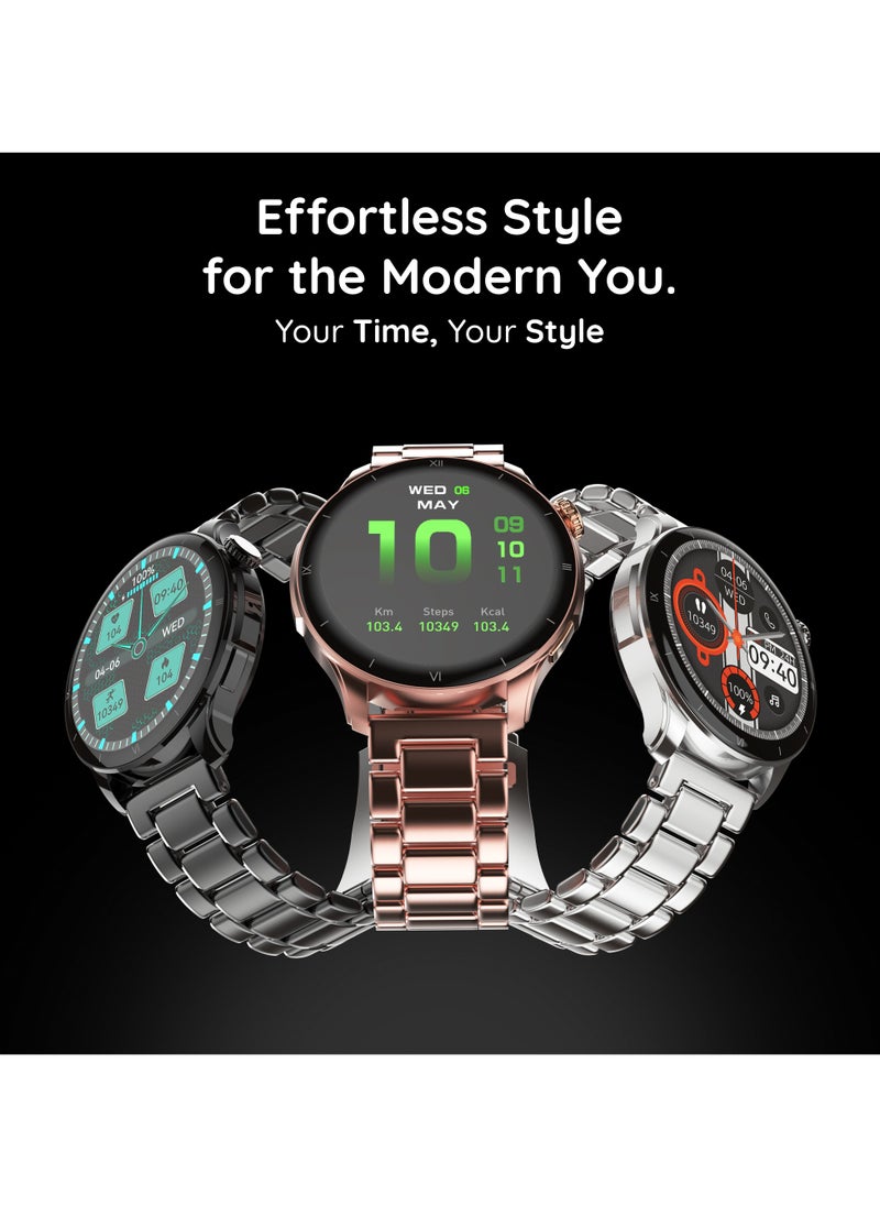 Pebble - Cosmos Vault 1.43" Bright HD Display Smartwatch, Bluetooth Calling, Blood Oxygen, Heart Rate Monitoring, Multi Sports Mode, Step Pedometer, Multiple Watch Faces, Ai Voice Assistant, Obsidian Black - Image 1