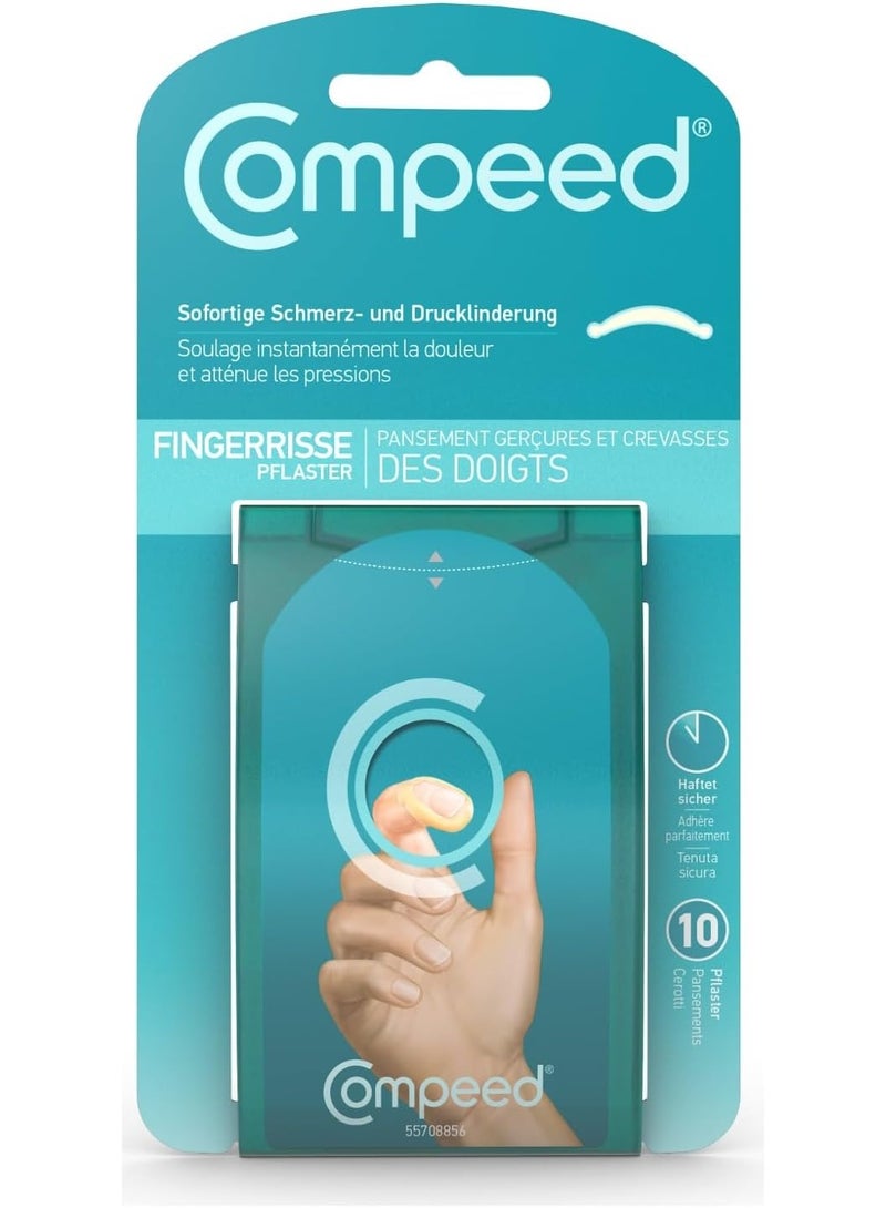Compeed Hydrocolloid Finger Plasters, Waterproof, for Wounds and Cuticle Tears, 10 Count, 1.0 x 6.0 cm - Image 1