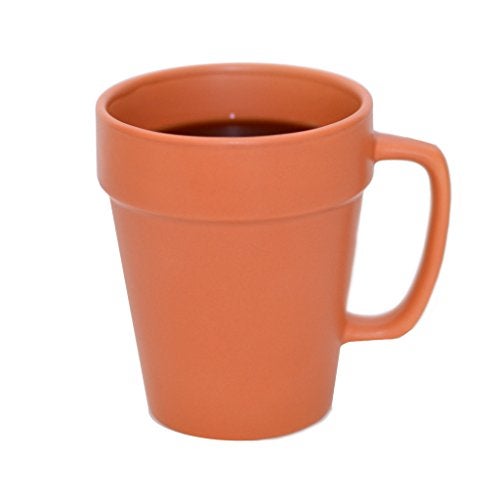 Culver 14-ounce Flower Pot Ceramic Mug, Set of 2 (Terra Cotta Color) - Image 3