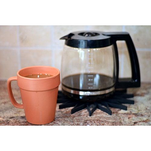 Culver 14-ounce Flower Pot Ceramic Mug, Set of 2 (Terra Cotta Color) - Image 5