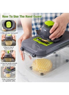 Arabest Vegetable Chopper Onion Chopper Food Chopper Fruit Chopper with 14 Stainless Steel Blades Adjustable Slicer Vegetable Chopper with Drain Rack Storage Container Kitchen Gadgets  - Image 5