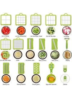 Arabest Vegetable Chopper Onion Chopper Food Chopper Fruit Chopper with 14 Stainless Steel Blades Adjustable Slicer Vegetable Chopper with Drain Rack Storage Container Kitchen Gadgets  - Image 2