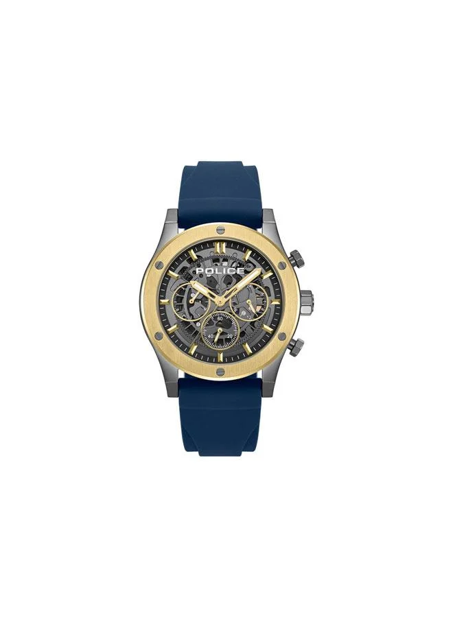 بوليس Knotty Gunmetal Dial Navy Silicone Strap Multifunction Watch for Men - 42mm