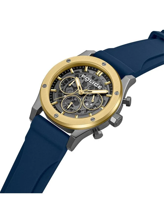 بوليس Knotty Gunmetal Dial Navy Silicone Strap Multifunction Watch for Men - 42mm