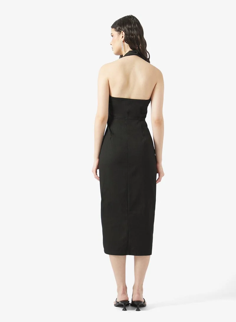 Ginger Halter Neck Zip Up Dress
